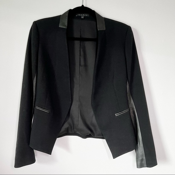 Theory Jackets & Blazers - Theory Lanai Huntington Goat Leather Panel Blazer